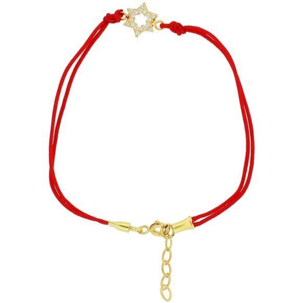 Gold Plated Star of David CZ Red Bracelet 7.5"